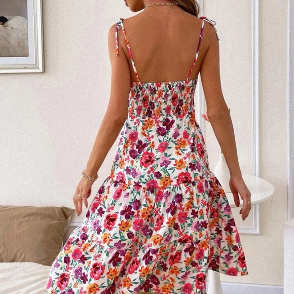 floral print split side cami dress - Picture 2 of 5